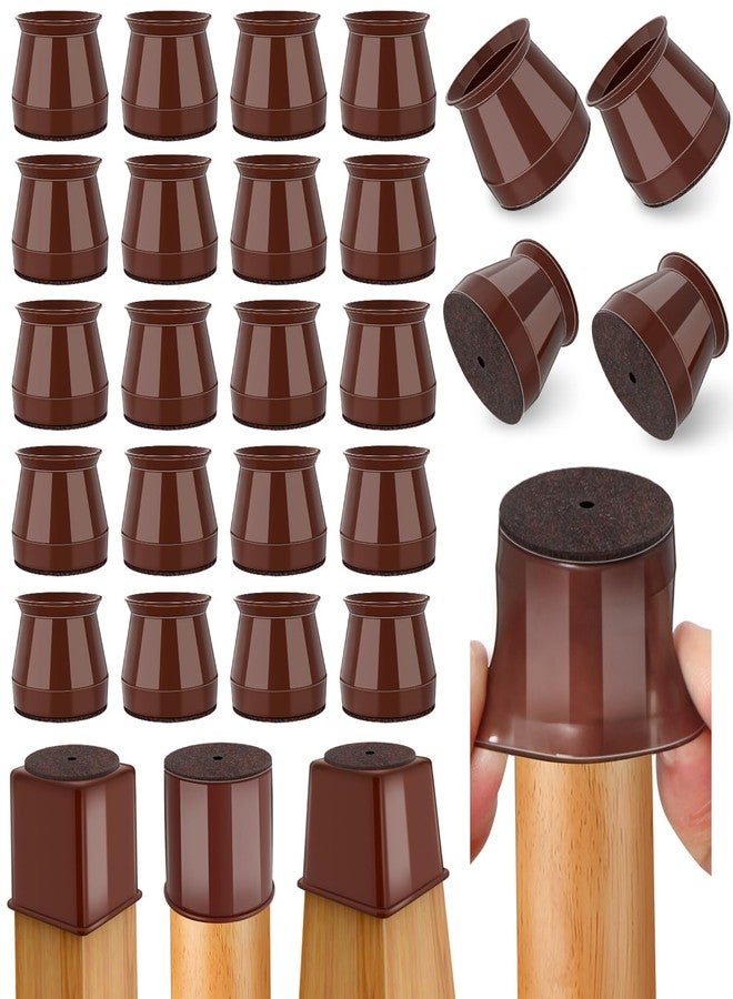 Ansible Chair Leg Floor Protectors, 24 Pcs Silicone Felt Furniture Leg Pads Caps Covers For Hardwood Floors (Brown-Medium) - Image 1